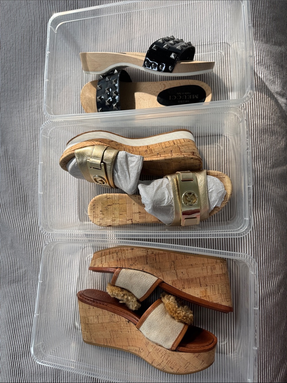 Seating, MK and coach 3 Pairs of Women's Cork Wedge Slide Sandals - bundle